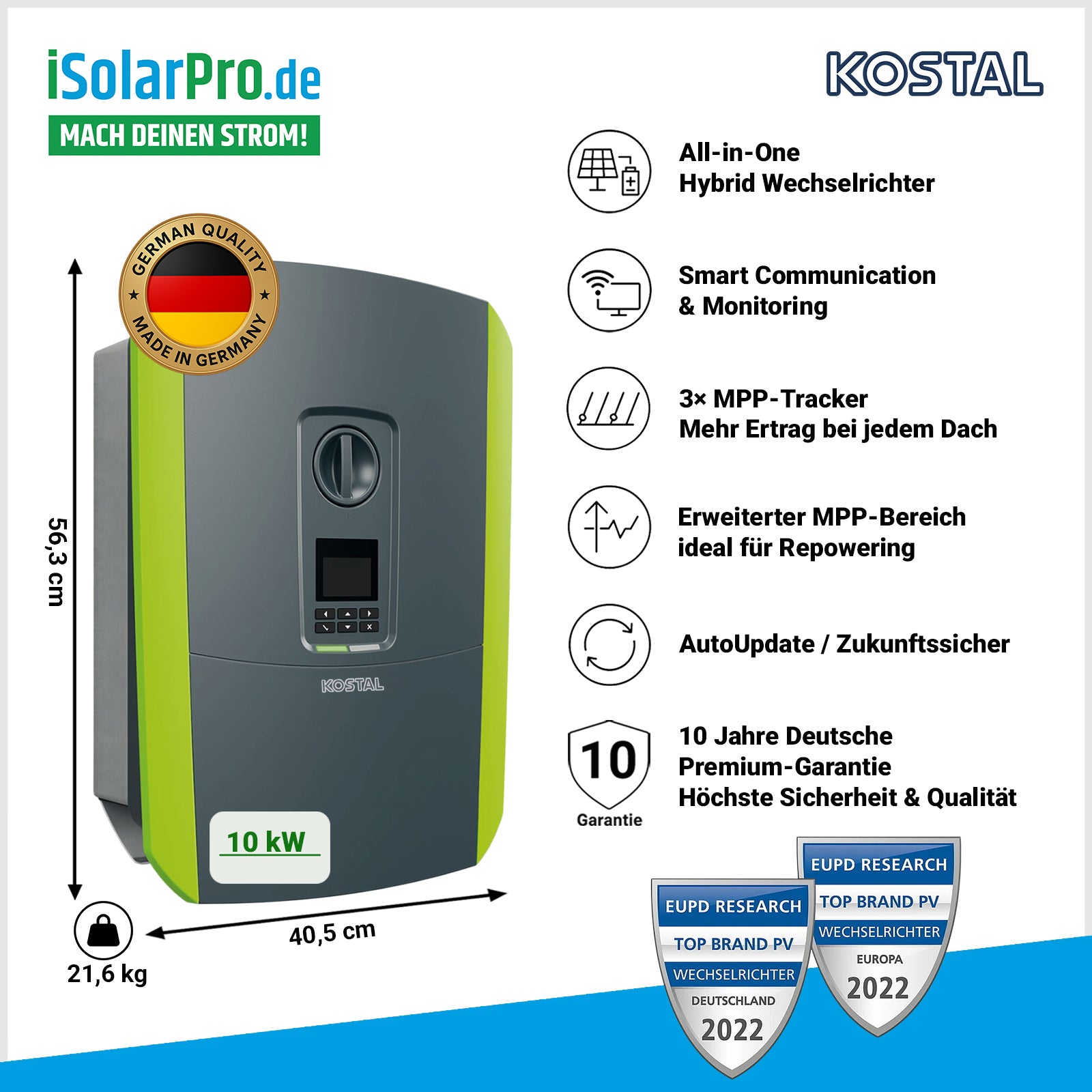 10.0 kW Kostal Plenticore plus 10 G2 Hochvolt Premium-Wechselrichter