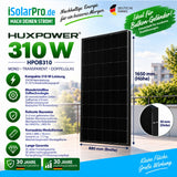310W HUXPOWER® HPOB310 · TRANSPARENT · Doppelglas · 1650x880x30 mm Solarpanel Solarmodul Photovoltaik
