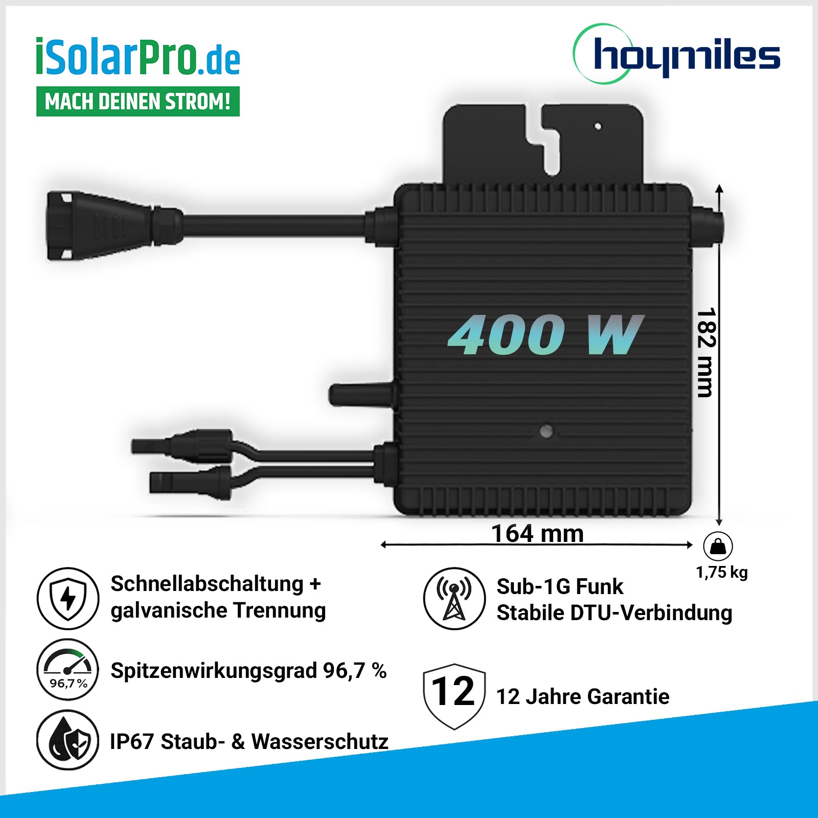 400W Hoymiles Mikro Wechselrichter HMS-400-1T Inverter Solar Balkonkraftwerk