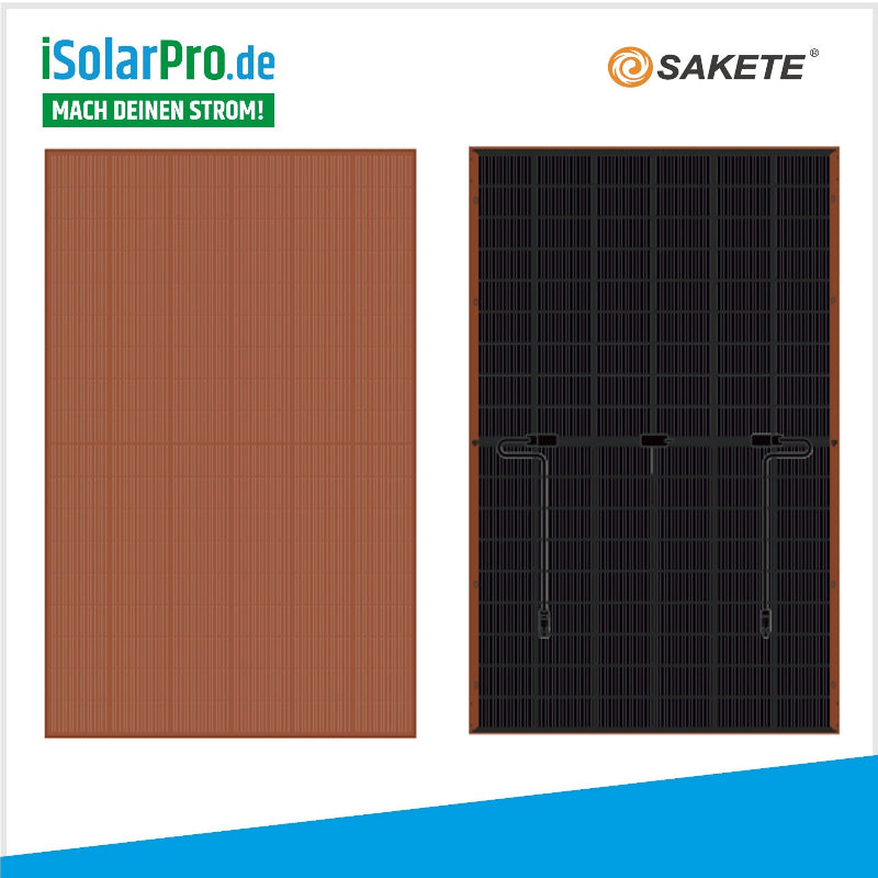 400W SAKETE Terracotta RAL8001 Orange Doppelglas Bifacial N-Typ Mono Halbzellen PV-Module Solarmodule 1762x1134x30 Photovoltaik Solarpanel