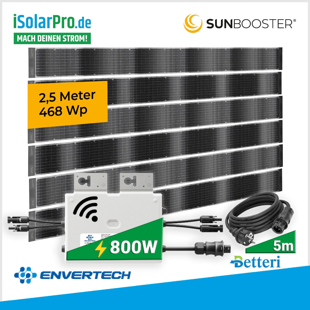 468W_SOLAR-ZAUN_Komplettset_SUNBOOSTER_VERTICAL_6x_bifaziales_flexibles_PV-Modul_inkl._800W_ENVERTECH_Wechselrichter_1