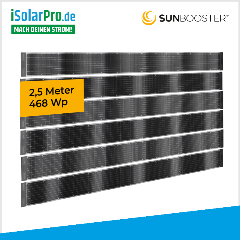 468W / 6x 2,5m SUNBOOSTER VERTICAL bifaziales, flexibles Streifen für