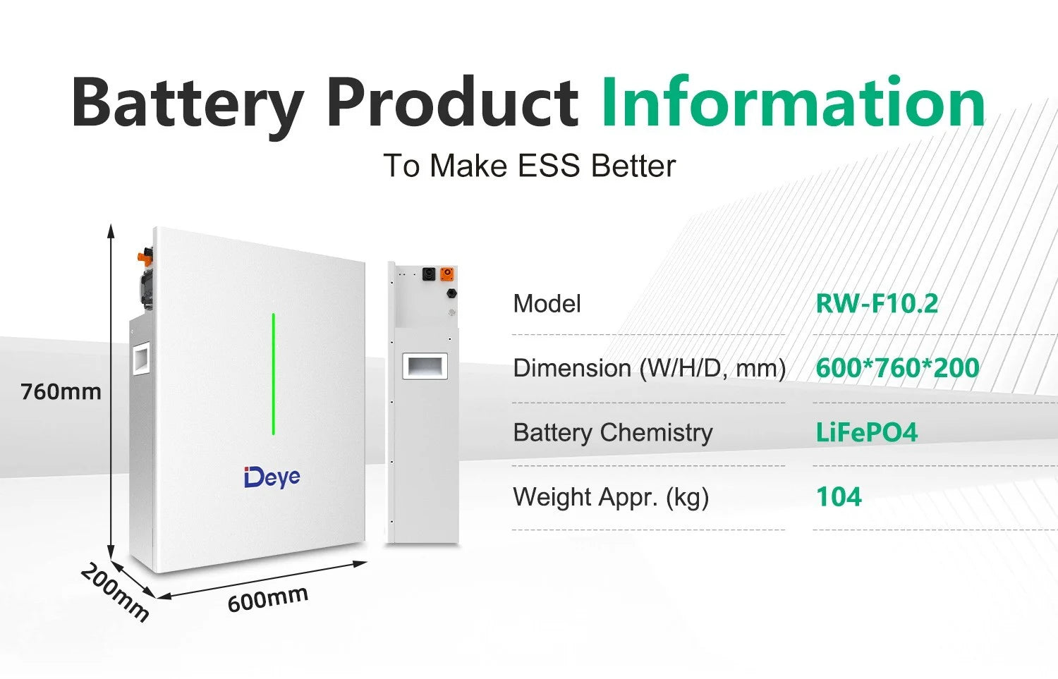 10.2 kWh Deye LFP-Batterie RW-F10.2 Solar Speicher PV-Anlage Niedervoltbatterie