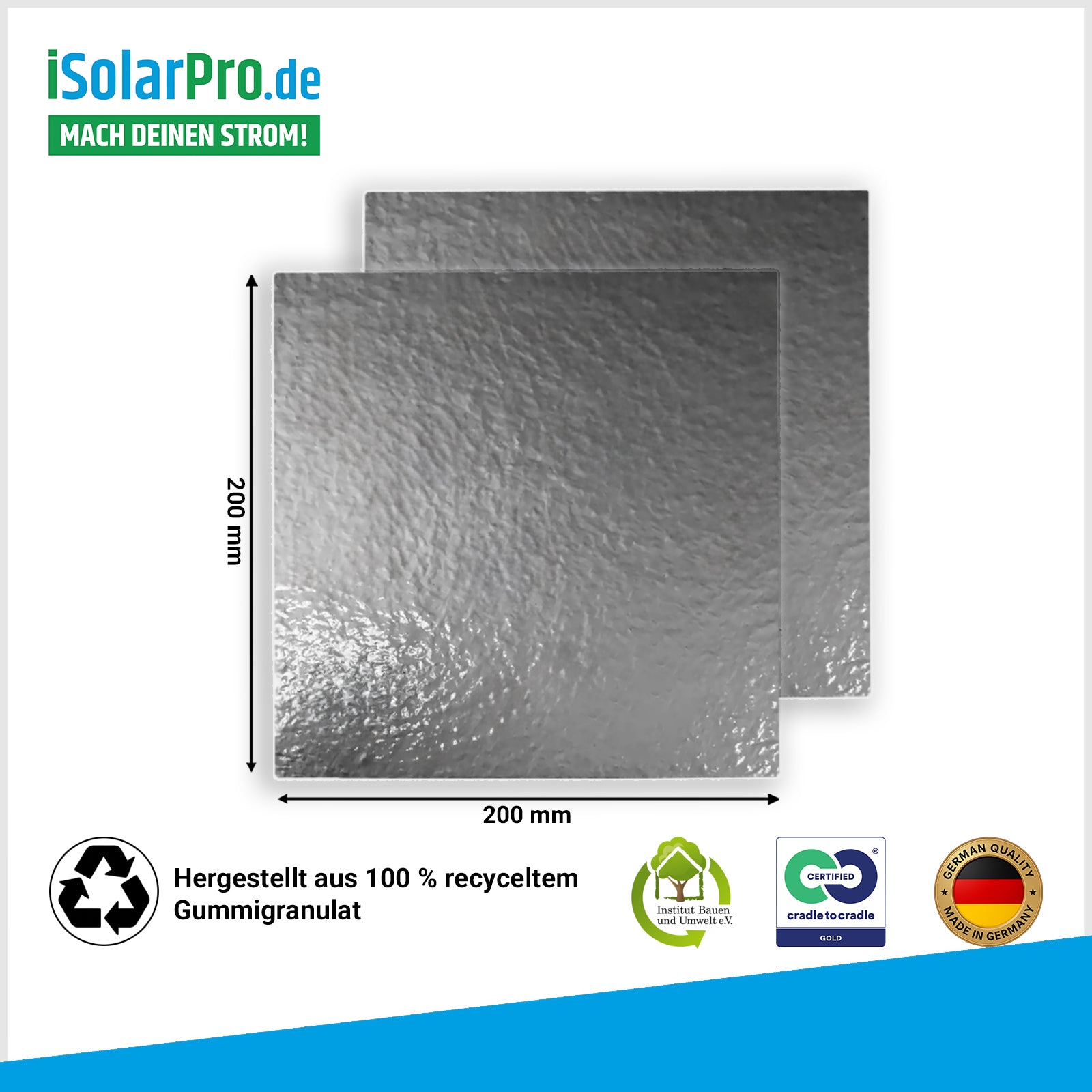 Alukaschierte Bautenschutzmatten 200 × 200 × 12 mm für Aufständerungen – Trenn- und Schutzlage für Flachdächer