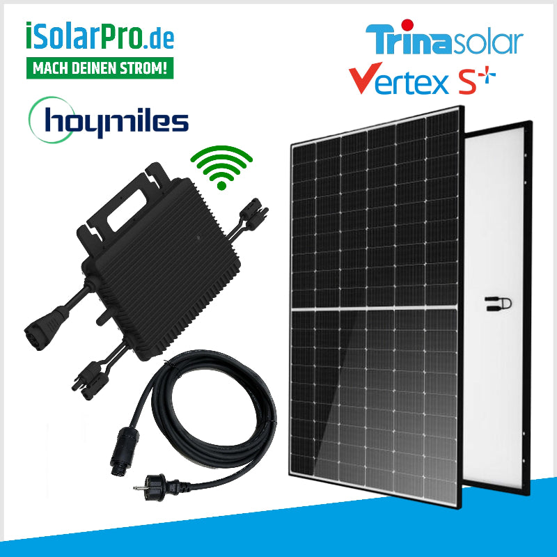 900/800W Balkonkraftwerk -Set / 2x Trina 450W BLACK FRAME + 800W Hoymiles Wechselrichter