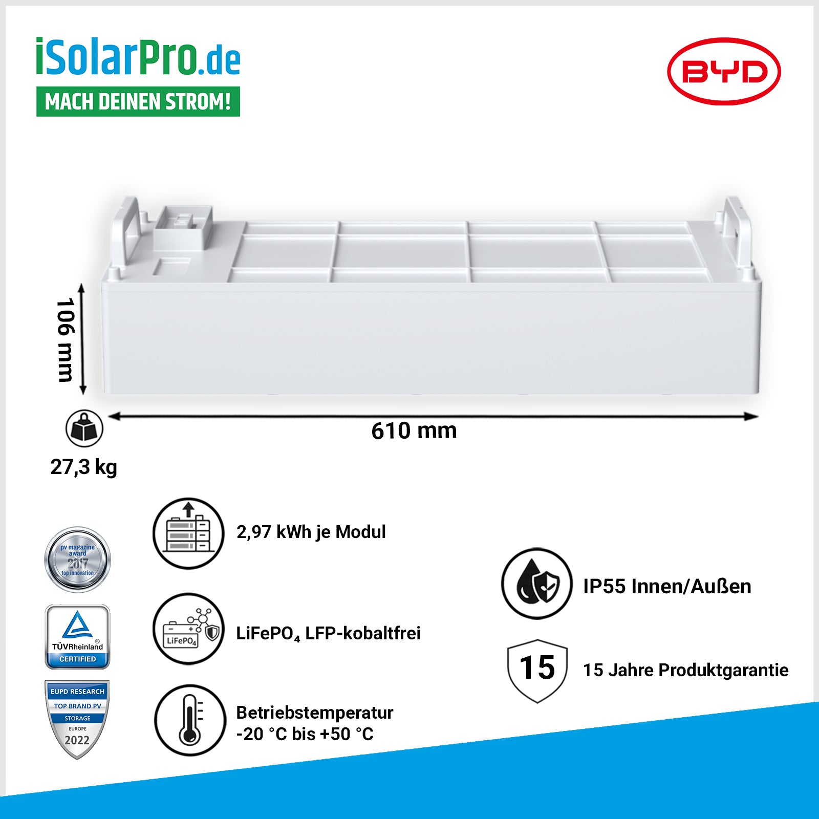 BYD Battery-Box Premium HVB 2,97kWh Erweiterungsmodul