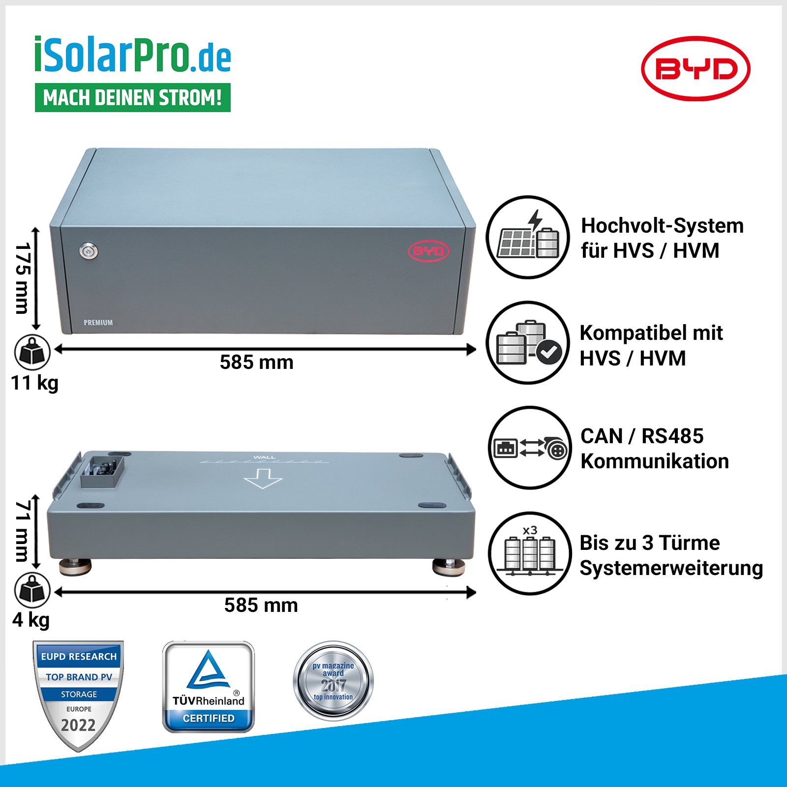 Batterie-Management-System BMS BYD B-Box Premium HV Battery Control Unit + Base 2.0