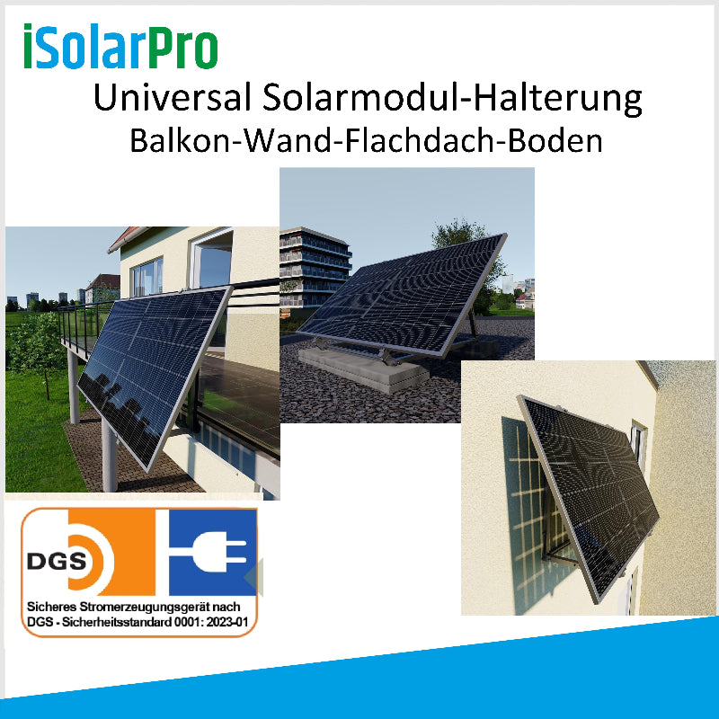 HUX-POWER 2.0 Balkonkraftwerk universal Solarmodul-Halterung für Balkon-Wand-Flachdach