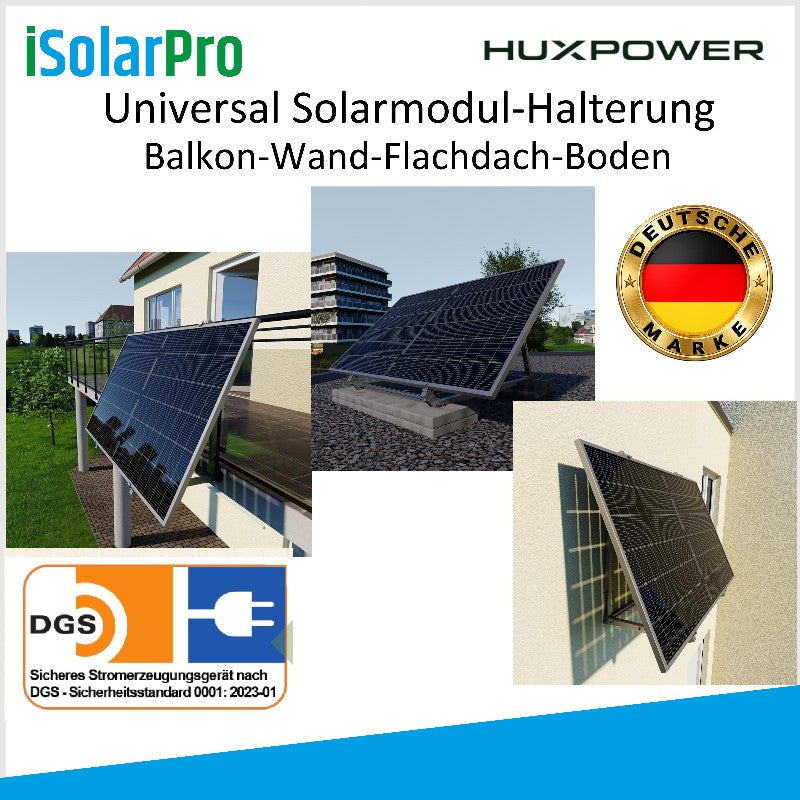 860/800W Balkonkraftwerk Komplettset mit Solarmodul-Halterung 2x 430W HUX-POWER N-Type TRANSPARENT Doppelglas Solarmodule + 800W ENVERTECH Wechselrichter