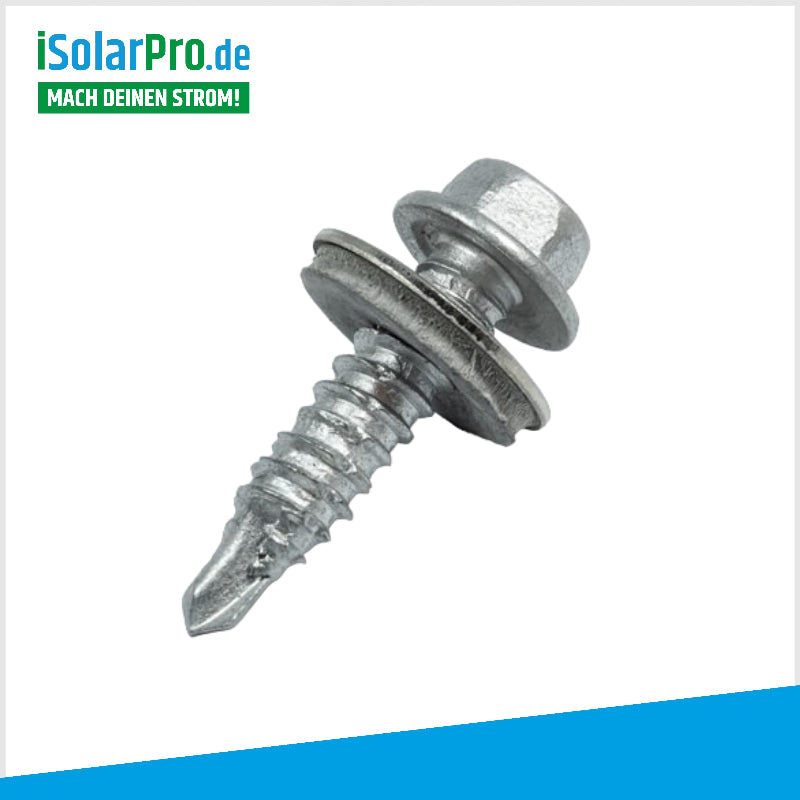 Bohrschraube 6.3x25 A2 für Blechkonstruktionen mit EPDM-Dichtung zur Befestigung von Trapezschienen
