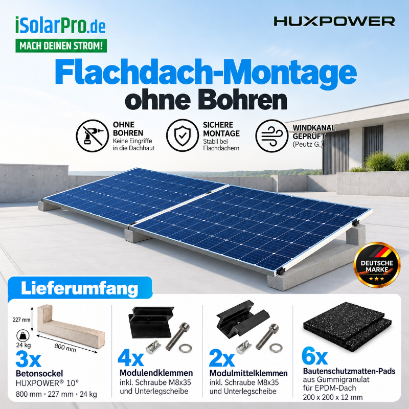 FlachdachMontage_ohneBohren HUXPOWER