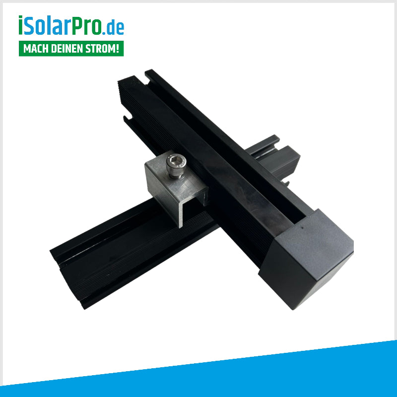 ISOLARPRO PREMIUM Aluminium-Kreuzverbinder fĂŒr Solarmontageprofil 32x40 mm
ISOLARPRO PREMIUM Schienenendkappe SCHWARZ fĂŒr Solarmontageprofil 32x40 mm