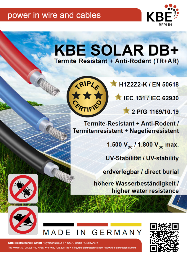500m KBE Solarkabel 6 mm² Photovoltaik Kabel für PV Anlagen schwarz