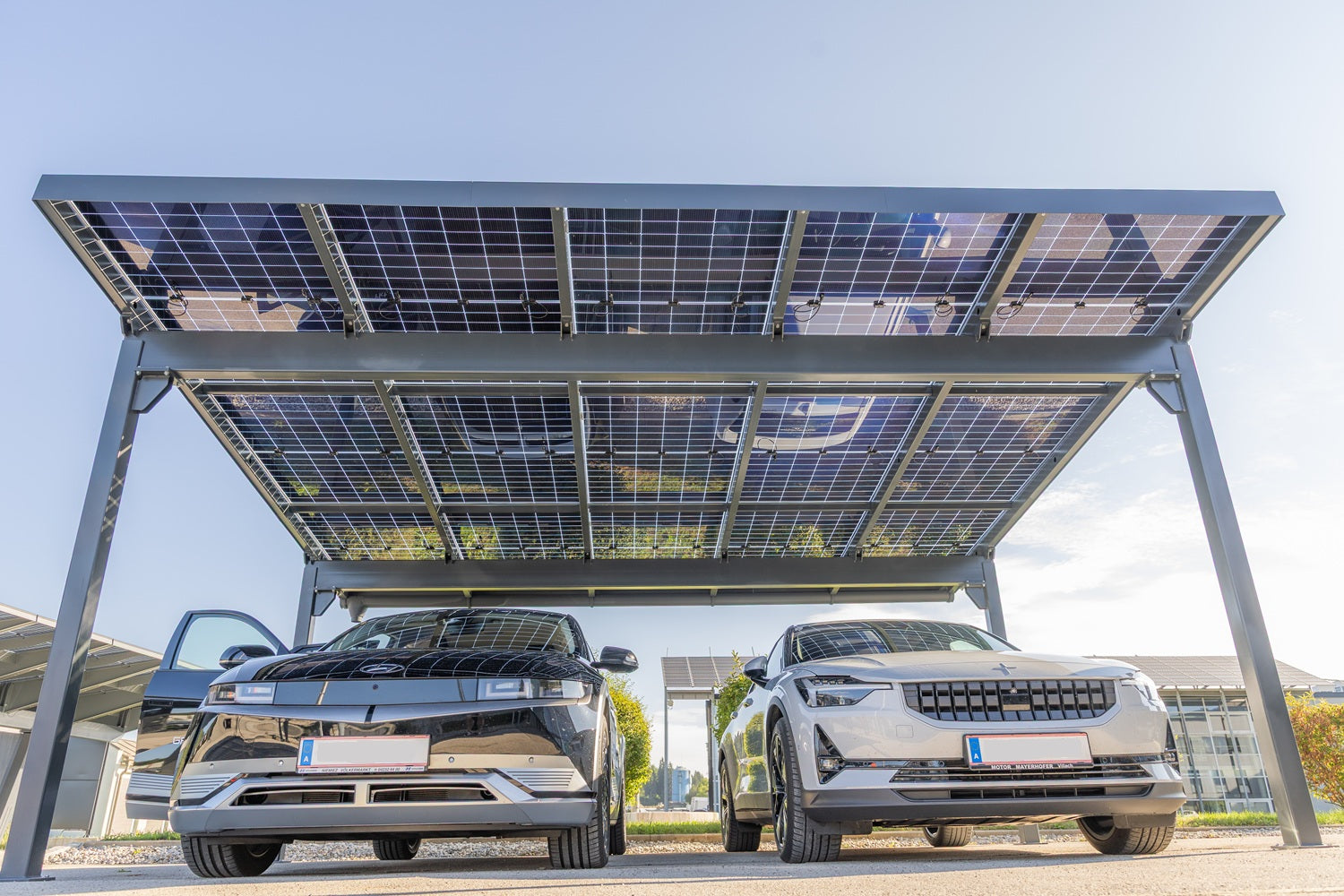 GREENPORT HOME Glas/Glas Solarcarport 1 Stellplatz – 3,78 kWp (9×420W), Schneelast bis 2 kN/m²