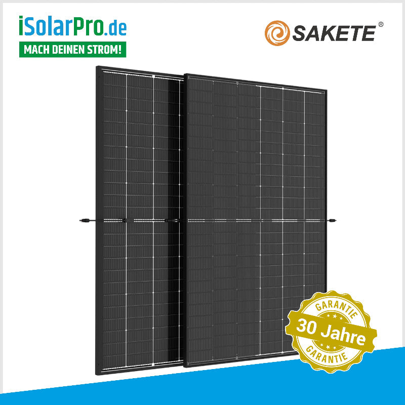 400W SAKETE TRANSPARENT Glas-Glas Bifazial HJT BLACK Solarmodule 1755x1038x30mm Photovoltaik Solarpanel