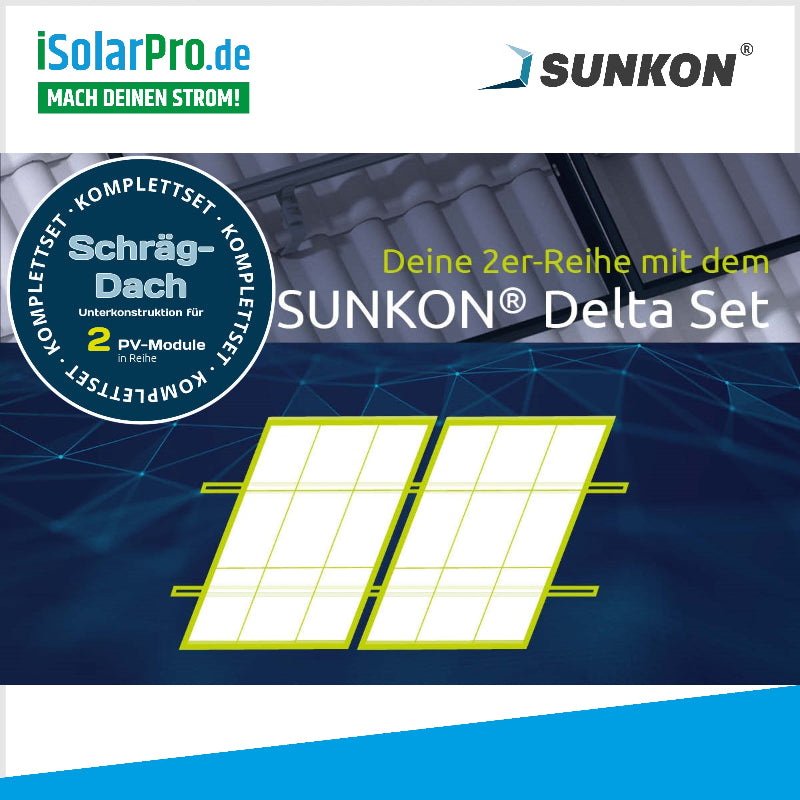 SUNKON Unterkonstruktion KOMPLETTSET für 2x PV-Module in Reihe Hochkant Ziegeldach