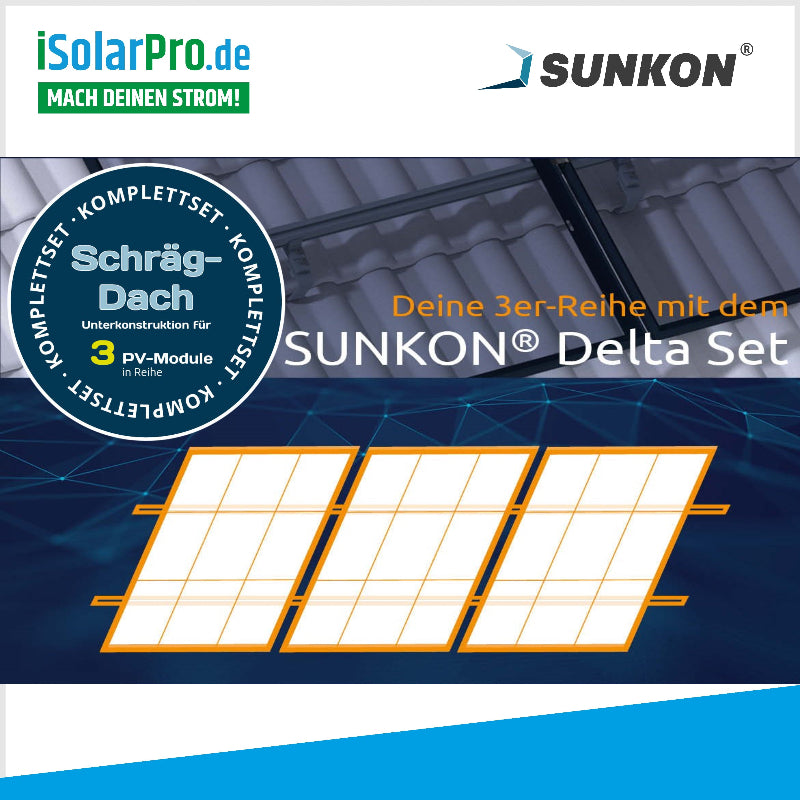 SUNKON Unterkonstruktion KOMPLETTSET für 3x PV-Module in Reihe Hochkant Ziegeldach