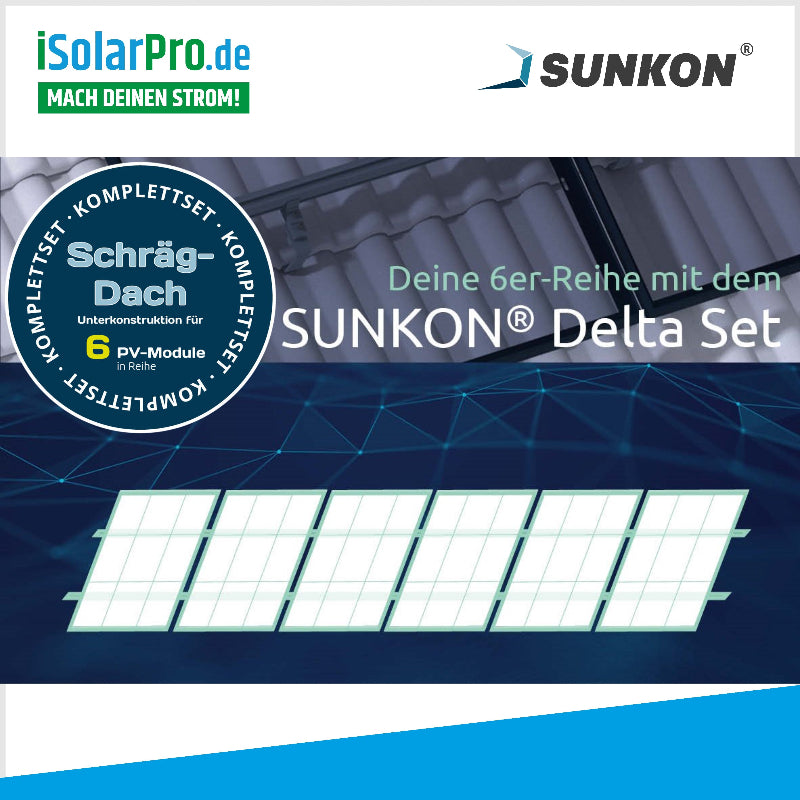SUNKON Unterkonstruktion KOMPLETTSET für 6x PV-Module in Reihe Hochkant Ziegeldach
