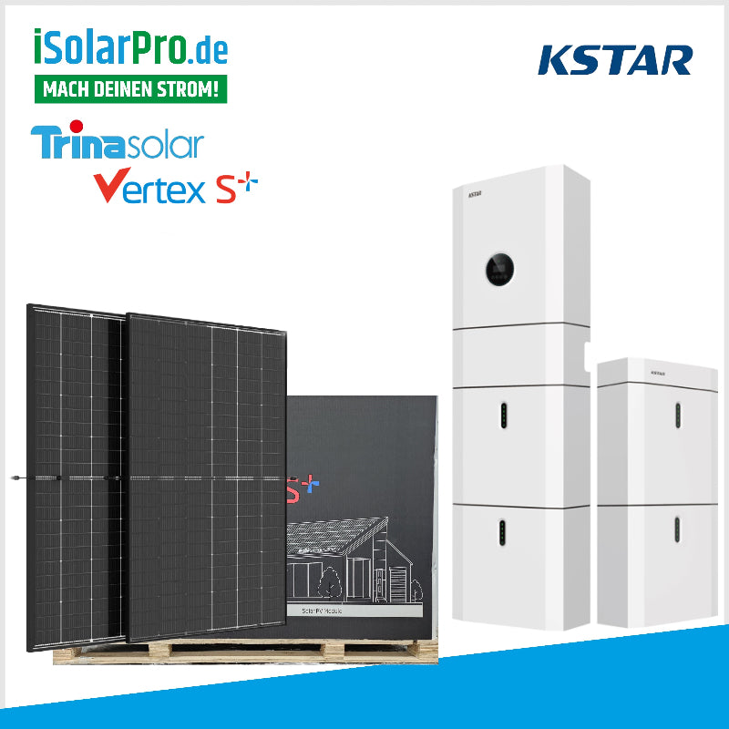 10kW Solaranlage All-in-One-Energiespeichersystem BluE + 24x450W Trina Vertex S+ Solarmodule