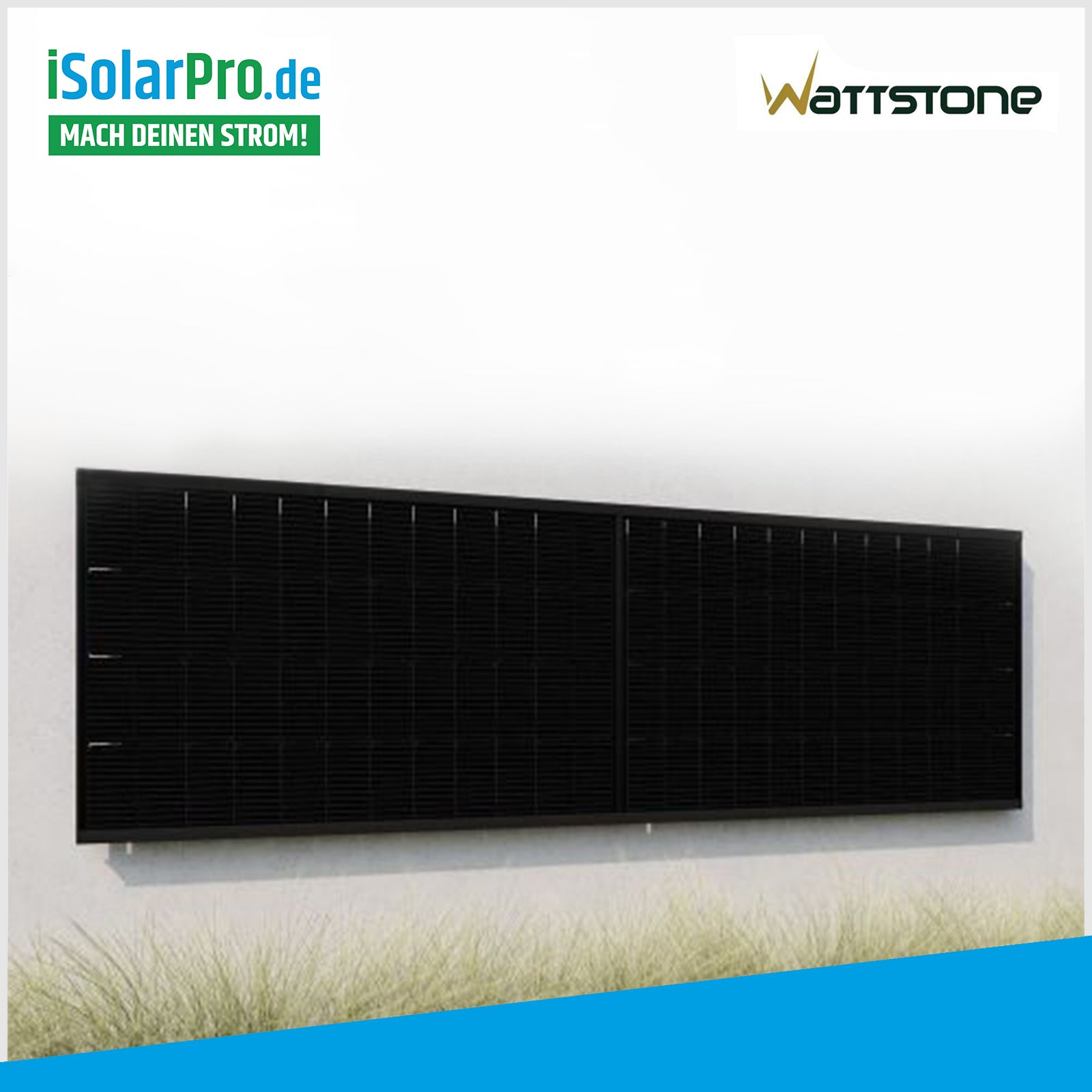WandPV Wattstone Premium horizontal verdecktes Montagesystem Komplettset für 2 PV-Module