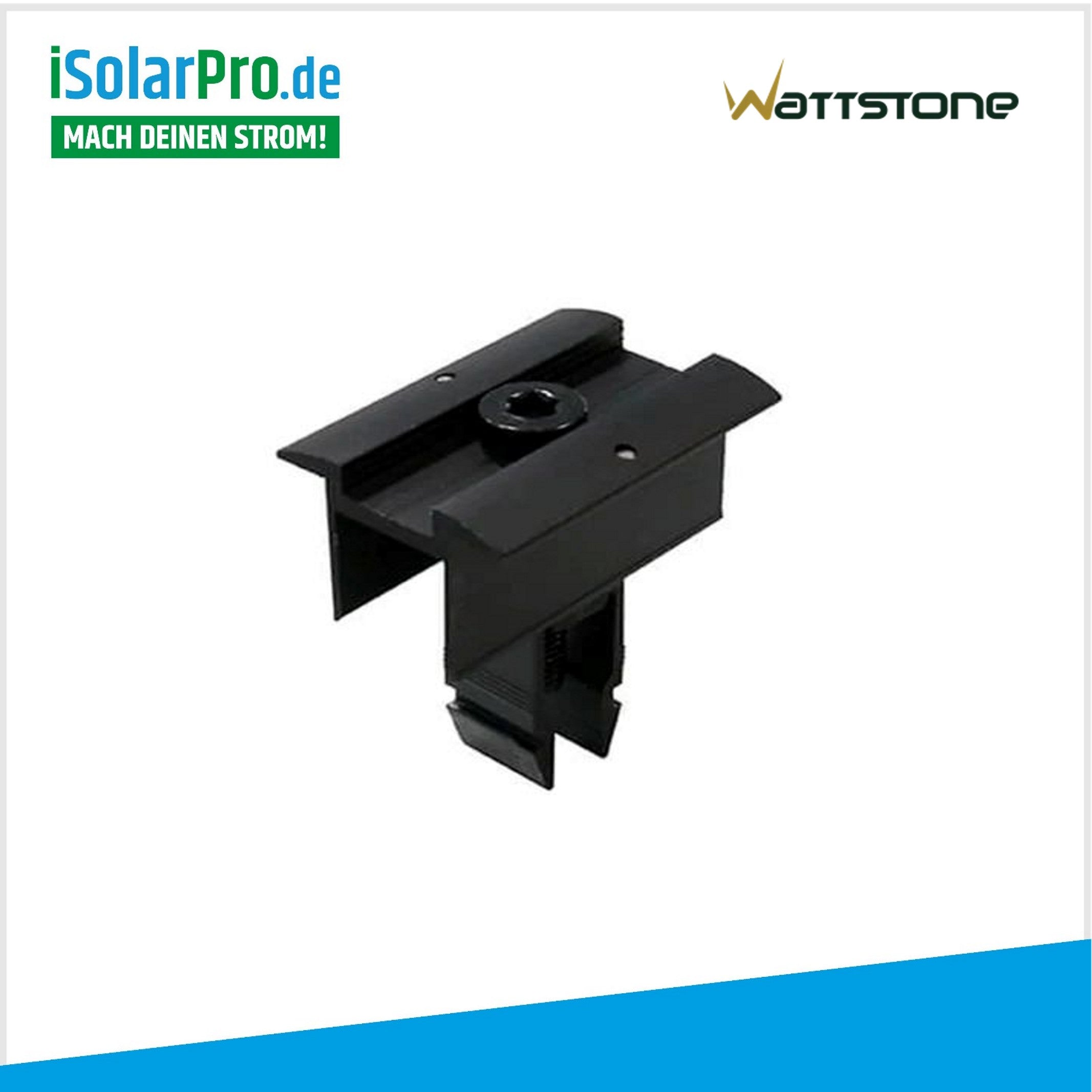 Wattstone Modulmittelklemme mit Erdungsdorn fĂŒr Rahmenhöhe 30 mm mit Torx-Schrauben