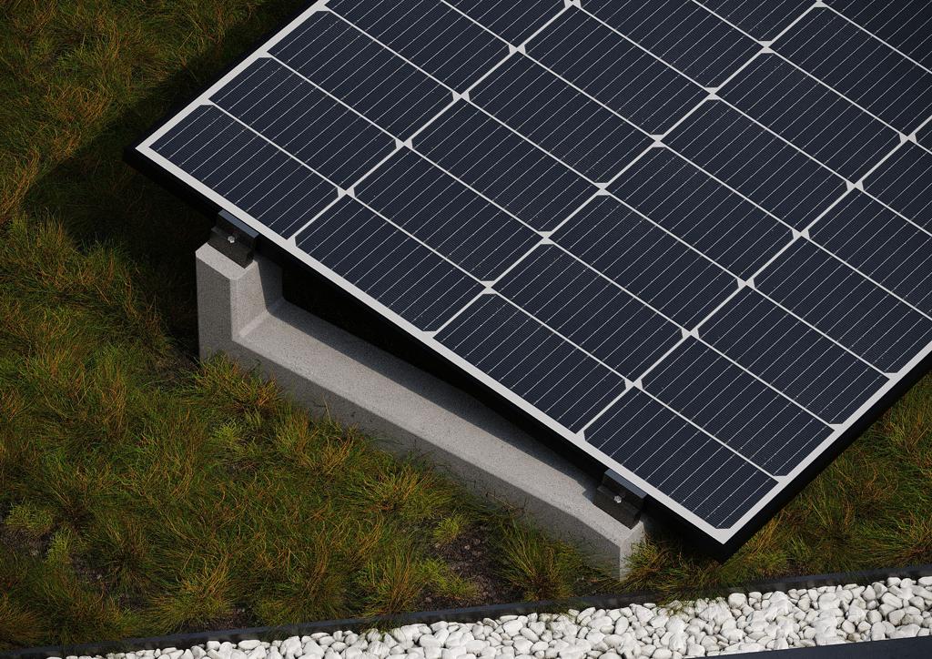10 Grad HUX-POWER Flachdach Aufständerung aus Feinbeton Naturgrau für PV Solarmodule