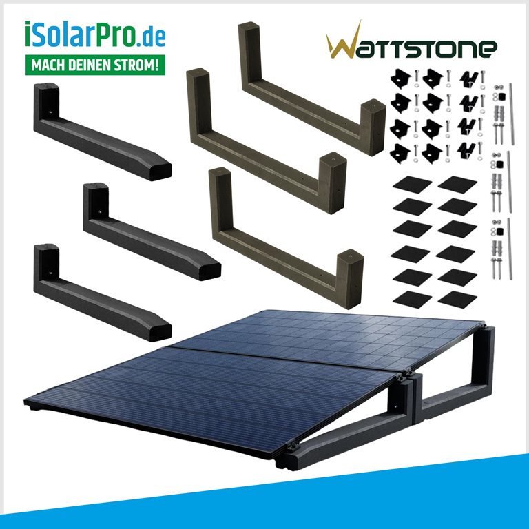 Wattstone PV-Aufständerung Komplettset für 4 PV-Module 10°XL & 10°V2 inkl. Zubehör Reihenaufbau