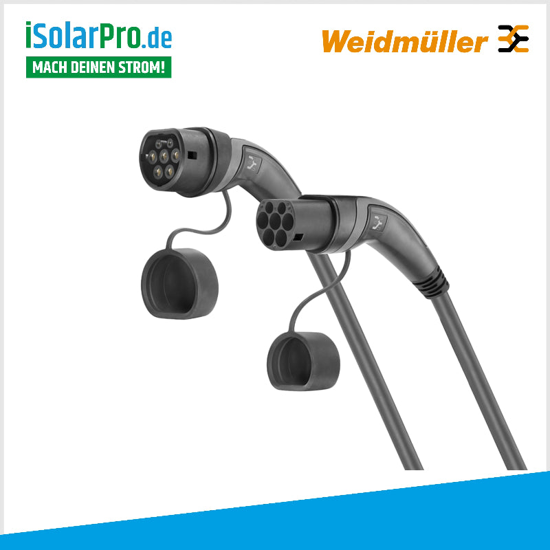 7.5 Meter 11 kW WeidmĂŒller AC Ladekabel CA-T2T2-7.5M-11/3P-R-BBG