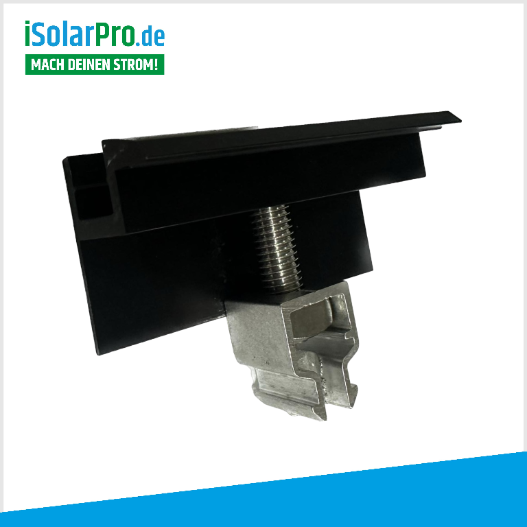 ISOLARPRO PREMIUM Endklemme schwarz Klickfix 30-35mm für Solarmodule, Photovoltaik PV Montage