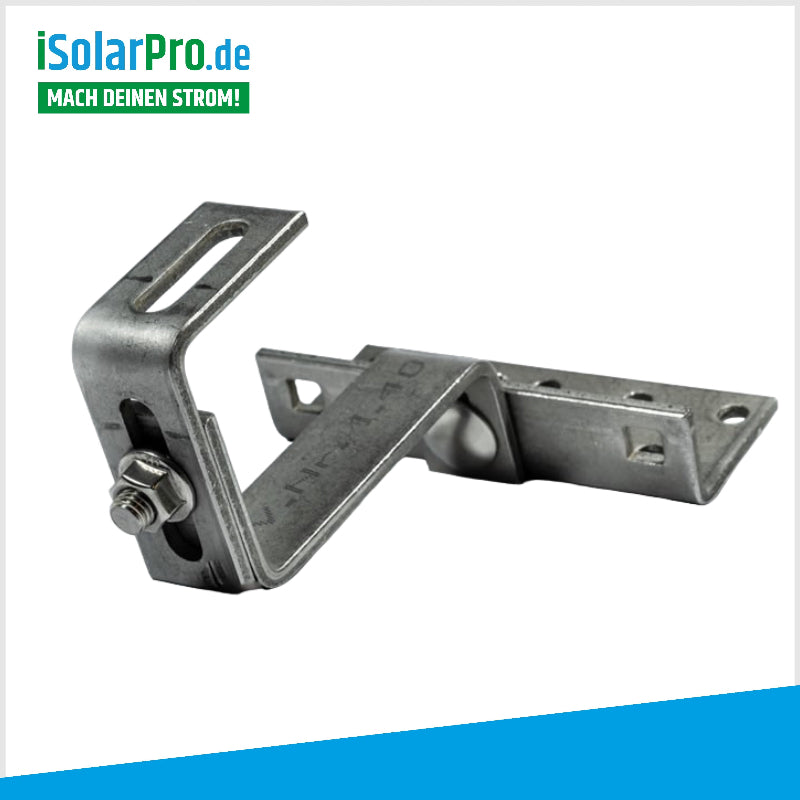 Dachhaken Edelstahl verstellbar 140x56mm Grundplatte Haken 30x5mm 1.4016, dreifach verstellbar