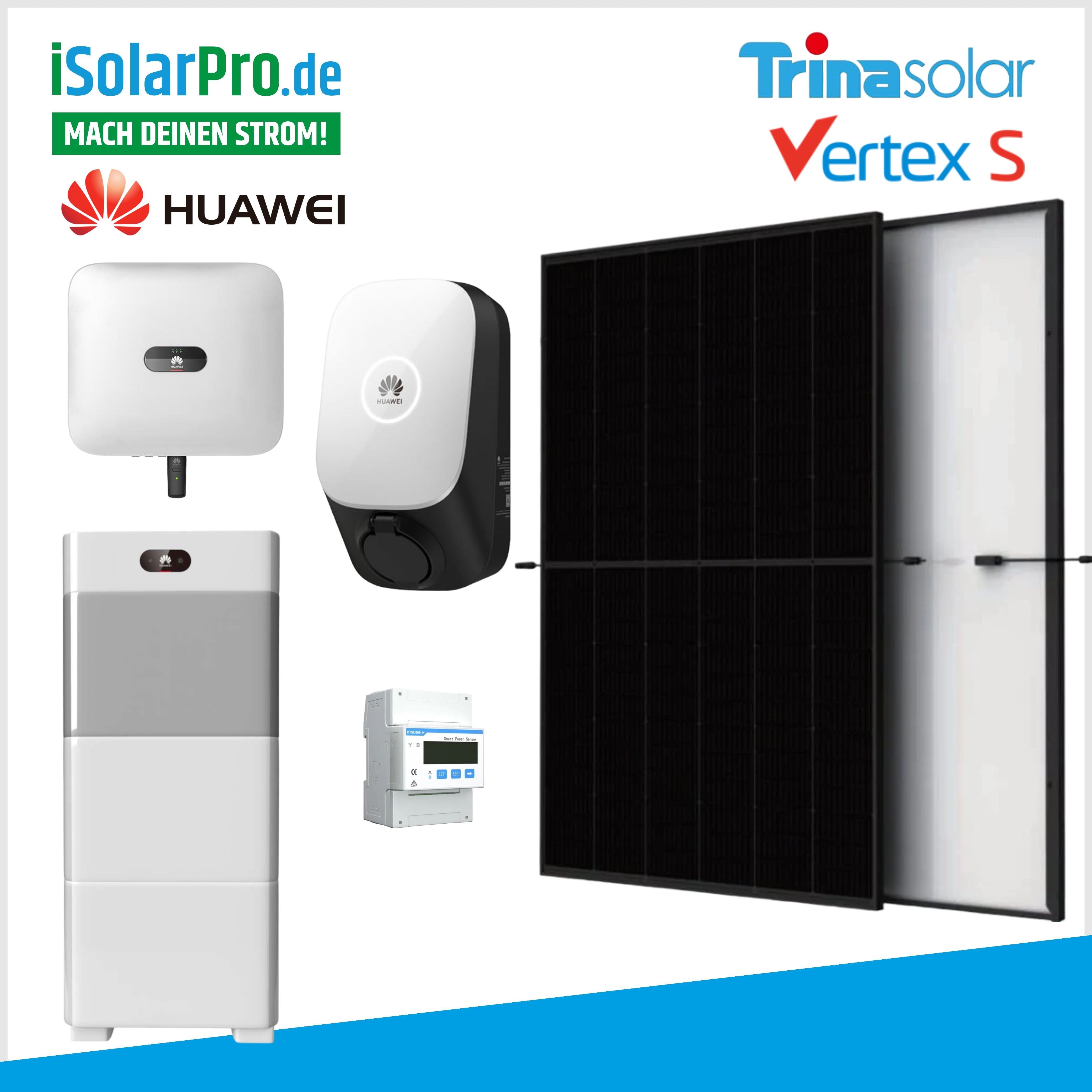 10kW Solaranlage-Set Huawei Wechselrichter + Speicher + Wallbox +24x 4