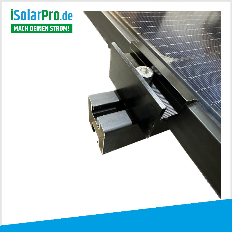 ISOLARPRO Dachmontage-Set für 2x Solarmodule 30mm, Hochkant 1-reihige Verlegung, Ziegeldach / Balkonkraftwerk