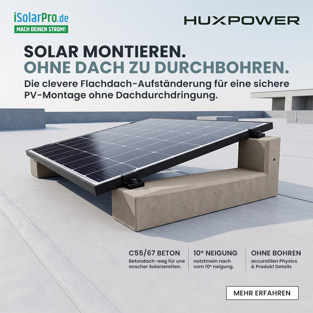HUXPOWER® 10° PV-Aufständerung für 1-PV Modul inkl. Klemmen und Bautenschutzmatten