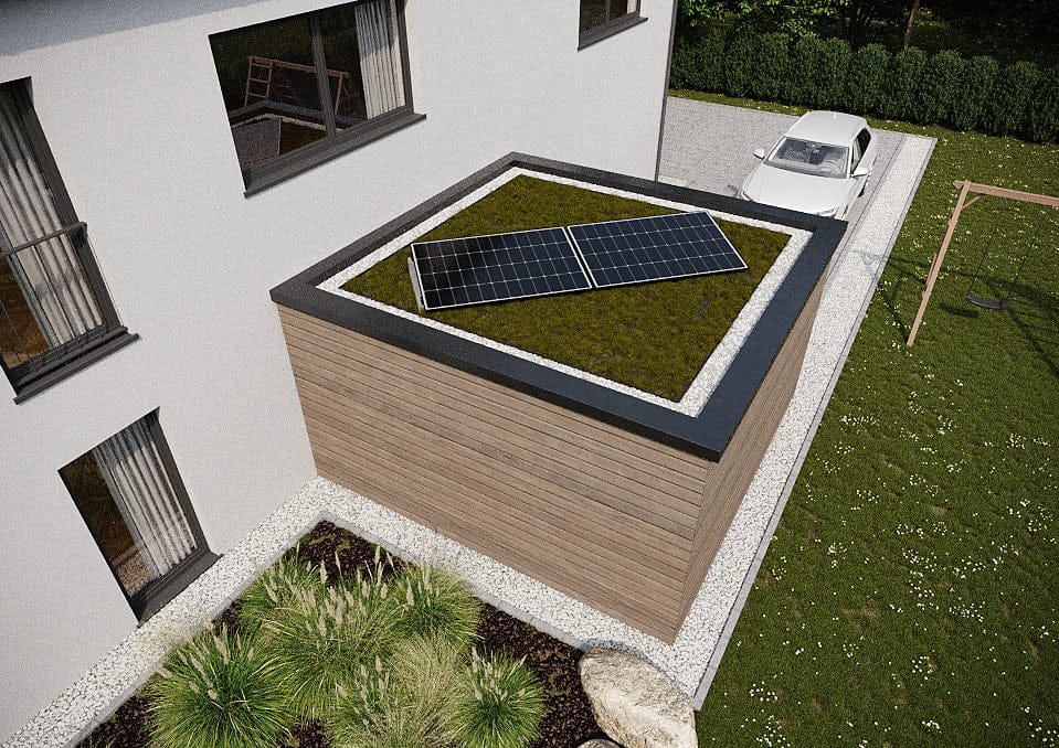930W | 800Wp Balkonkraftwerk-Set – steckerfertig: 2x 465W AIKO Neostar 2P+ Solarmodul + 1x ESTAR ENERGY ES-800-W Mikro Wechselrichter + HUX-POWER® 10° – Flachdachaufständerung für 2-Solarmodule im Reihenaufbau