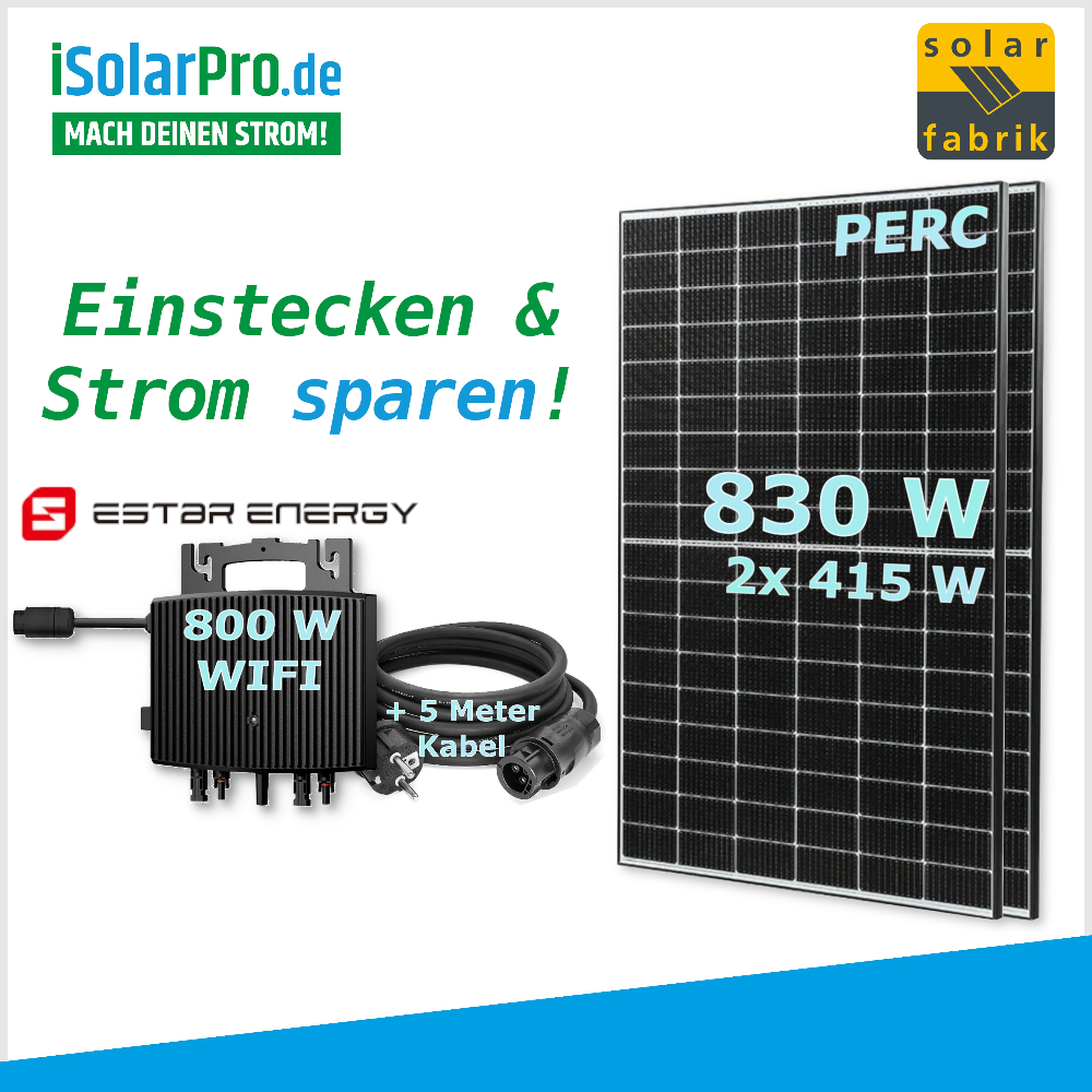 830W Balkonkraftwerk 415W Solarfabrik mit ESTAR Wechselrichter