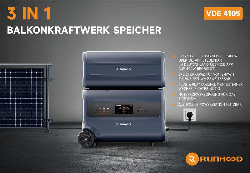 RUNHOOD Balkonkraftwerk Speicher