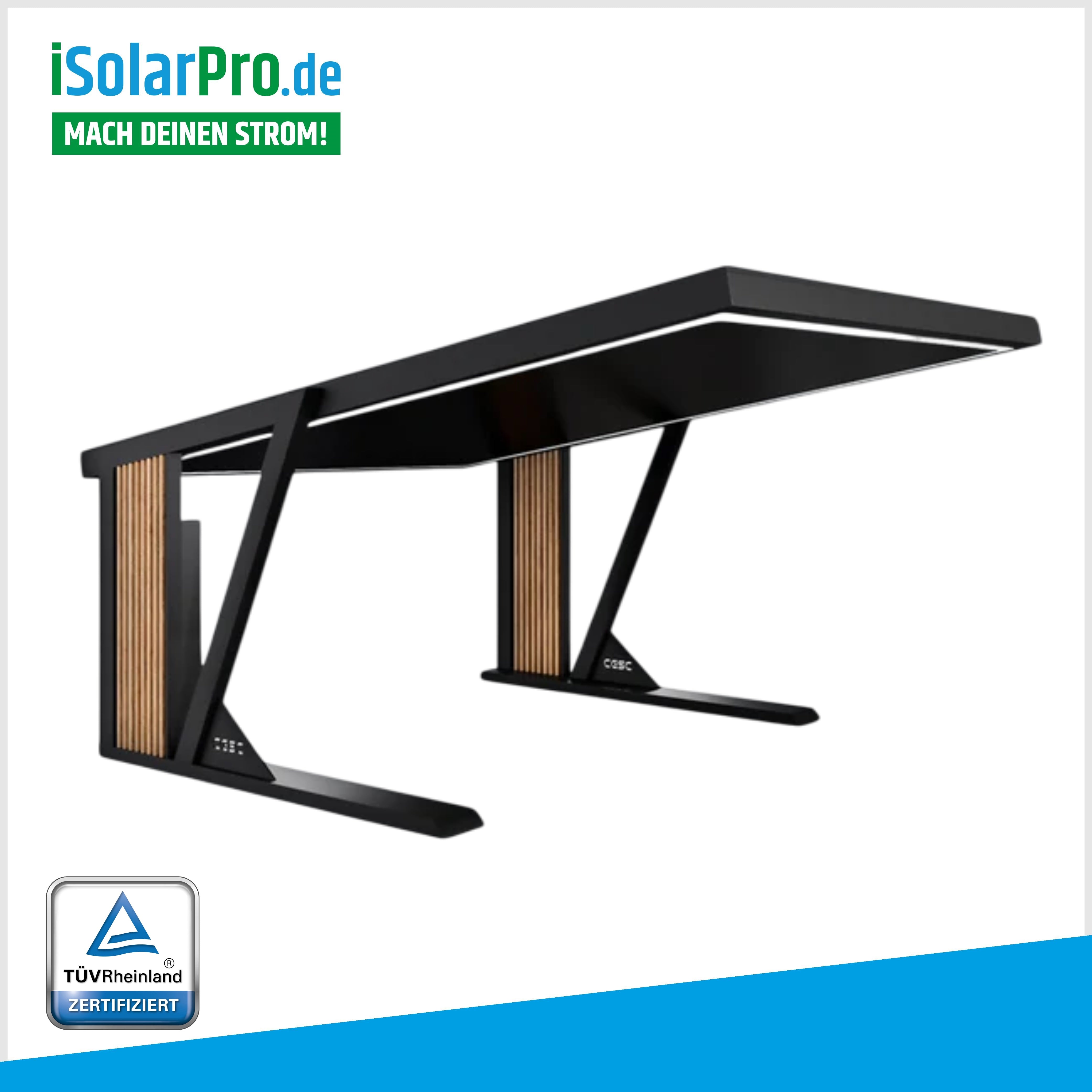 iSolarPro.de Solarcarport mit Holz Optik