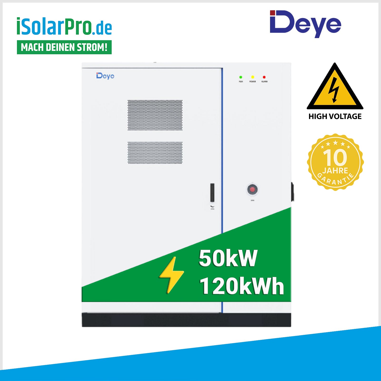 120 kWh Deye Hochvolt Batteriespeicher GE-F120-2H2 All-in-One mit 50 kW Hybridwechselrichter