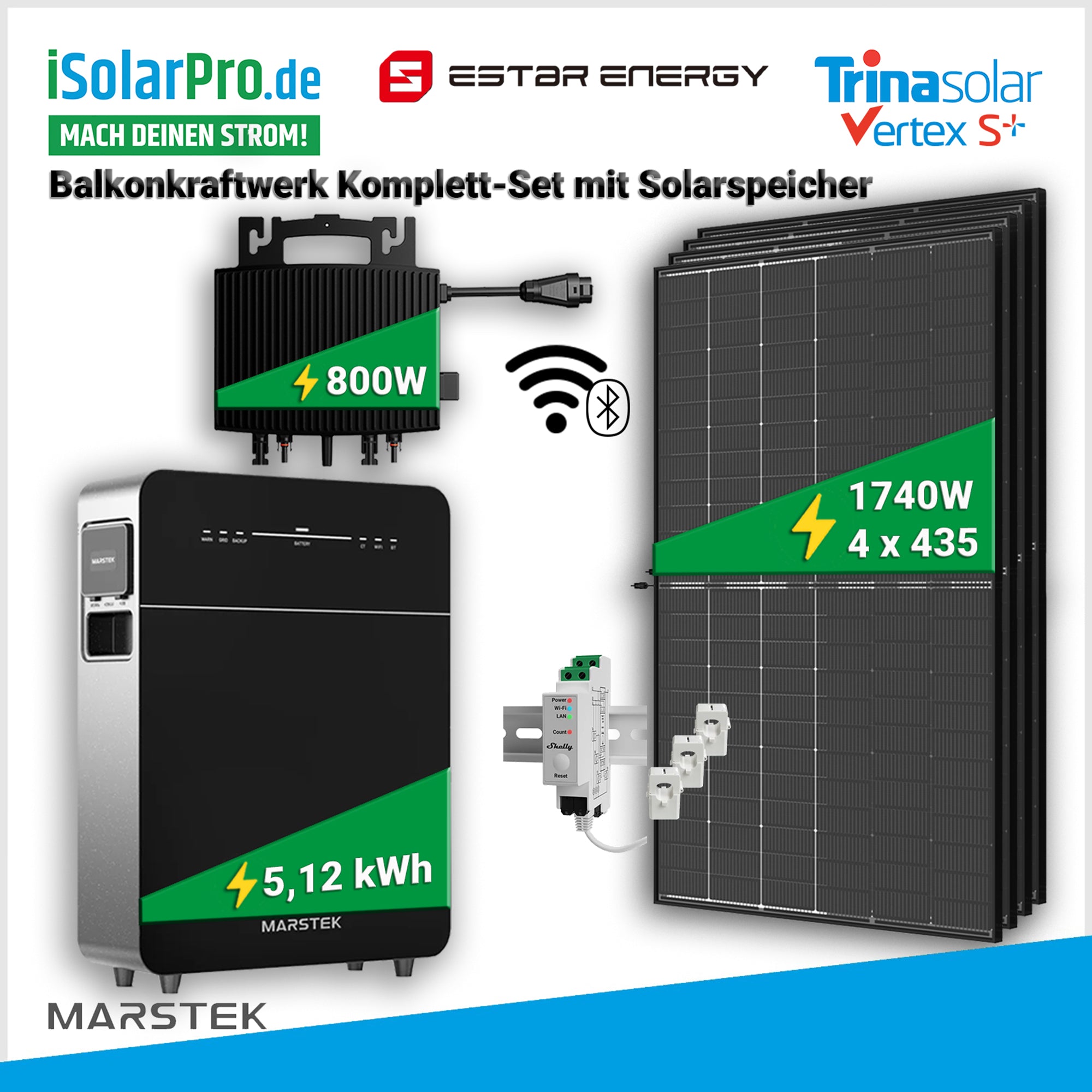 Balkonkraftwerk Set mit Solarspeicher – Trina Solar Vertex S+