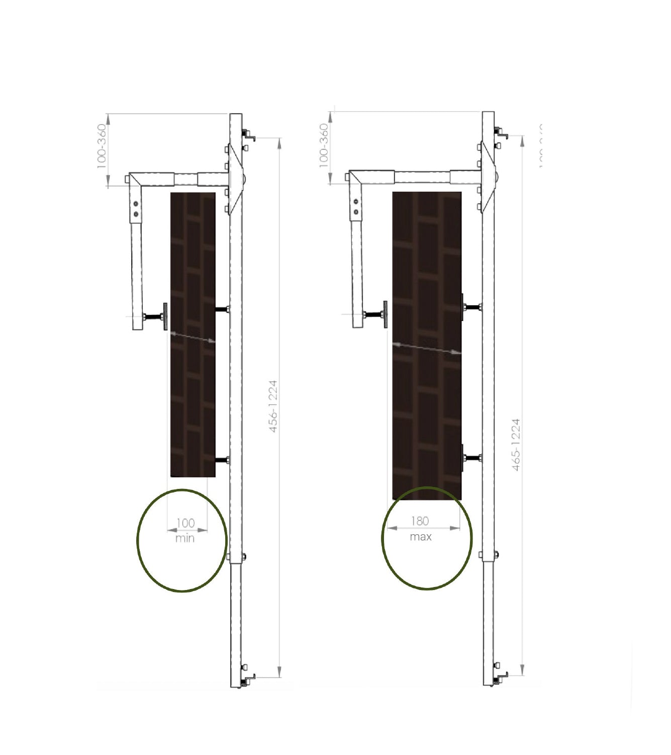 Wattstone Balkonhalterung für Betonbalkone mit Mauerstärken 10 bis 18cm für 1 Modul inklusive Absturzsicherung