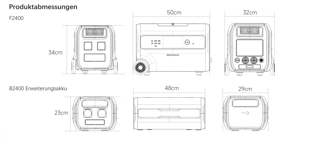 2,4 kWh RUNHOOD F2400 Balkonkraftwerk Solar-Speicher mit integriertem Mikro-Wechselrichter Batterie Portable Power Station