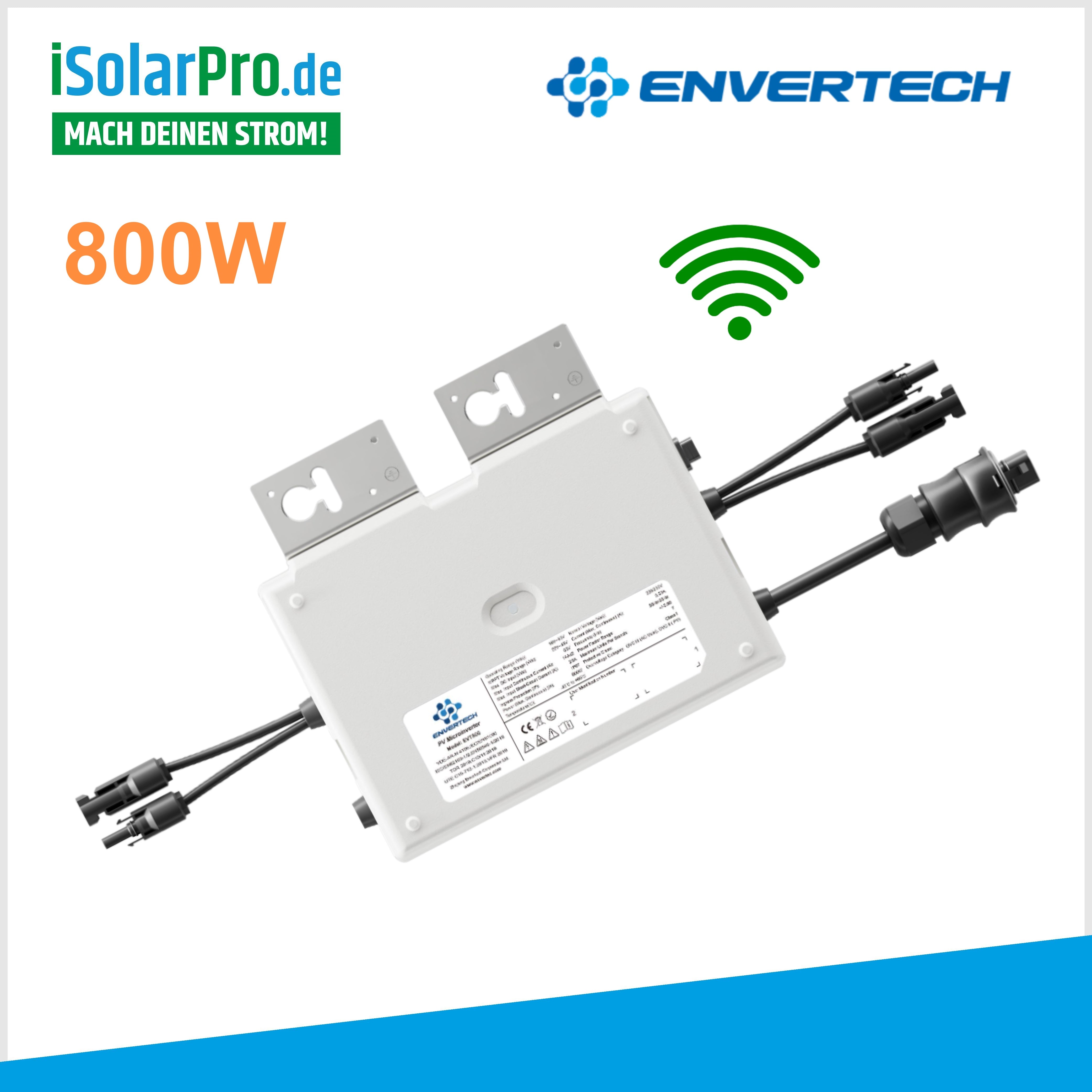 800/800W Balkonkraftwerk Komplettset mit Solarmodul-Halterung 2x 400W HJT N-Type Doppelglas Solarmodule + 800W ENVERTECH Wechselrichter