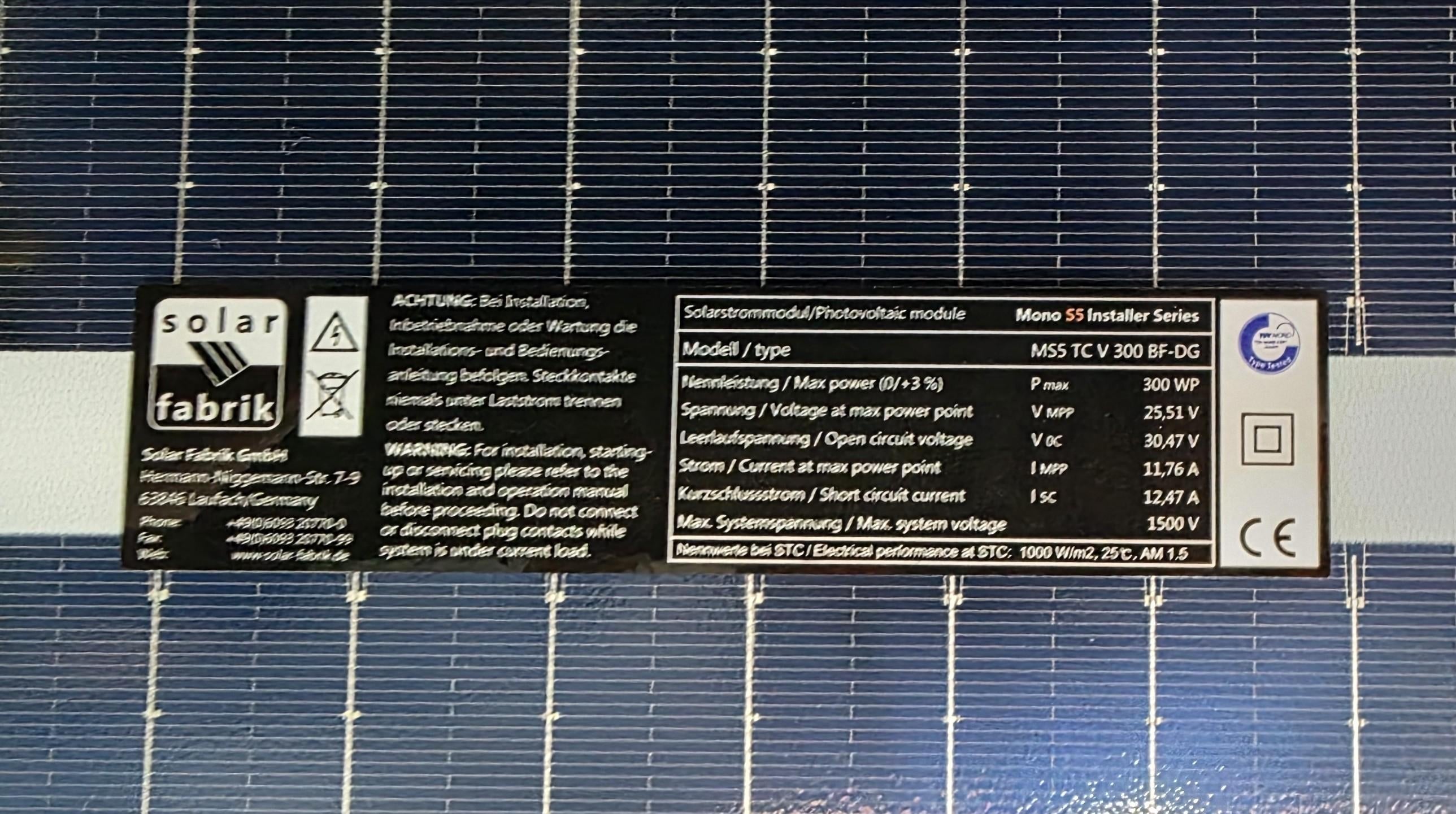  Solar Fabrik Mono S5 Triplecut 300 W Solarmodul · N-Type TOPCon · bifazial 