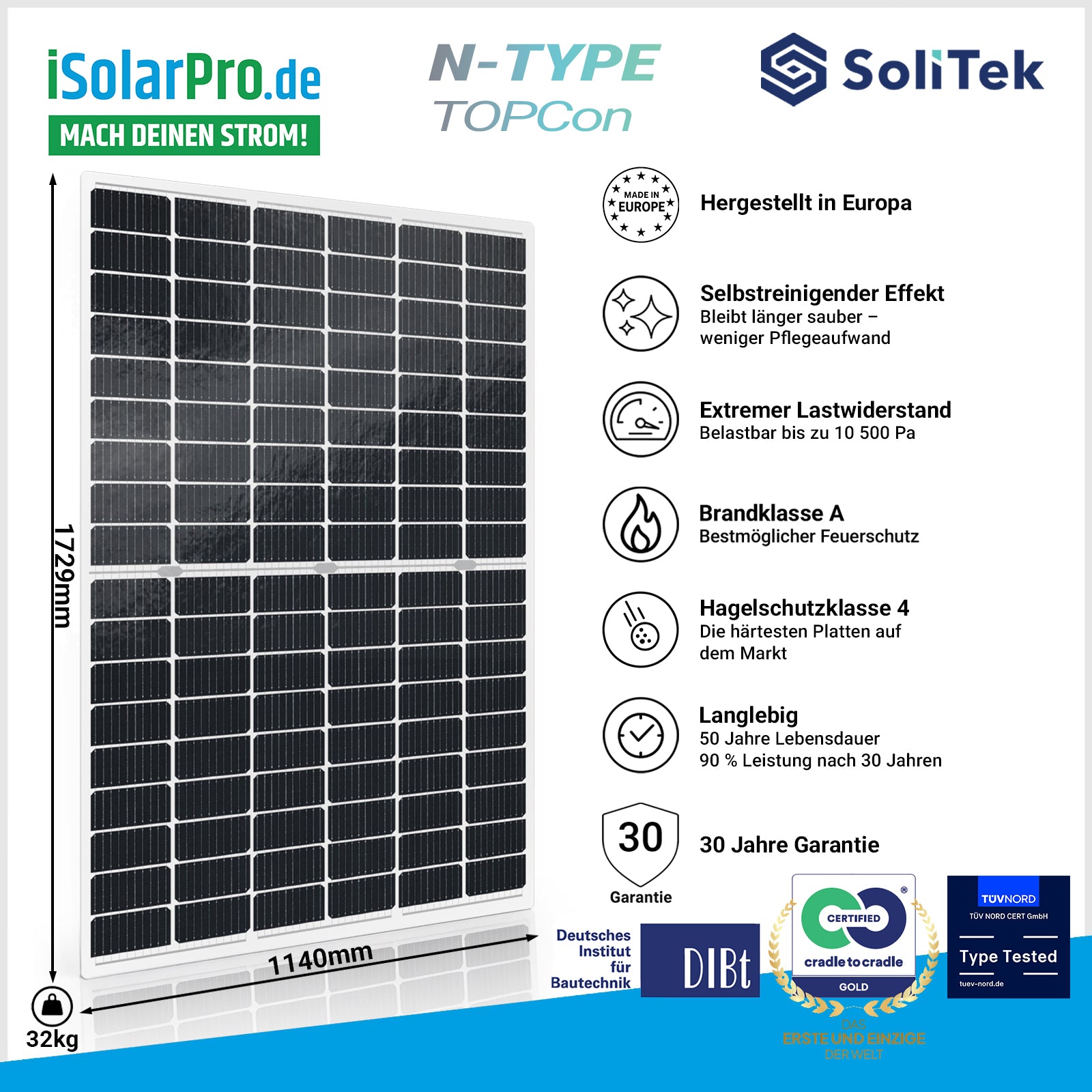 435W_SoliTek_SOLID_Bifacial_B.108_Solarmodul_Rahmenlos_Glas-Glas_1729_1140_7_2_mm_Transparent_N-Typ_TOPCon