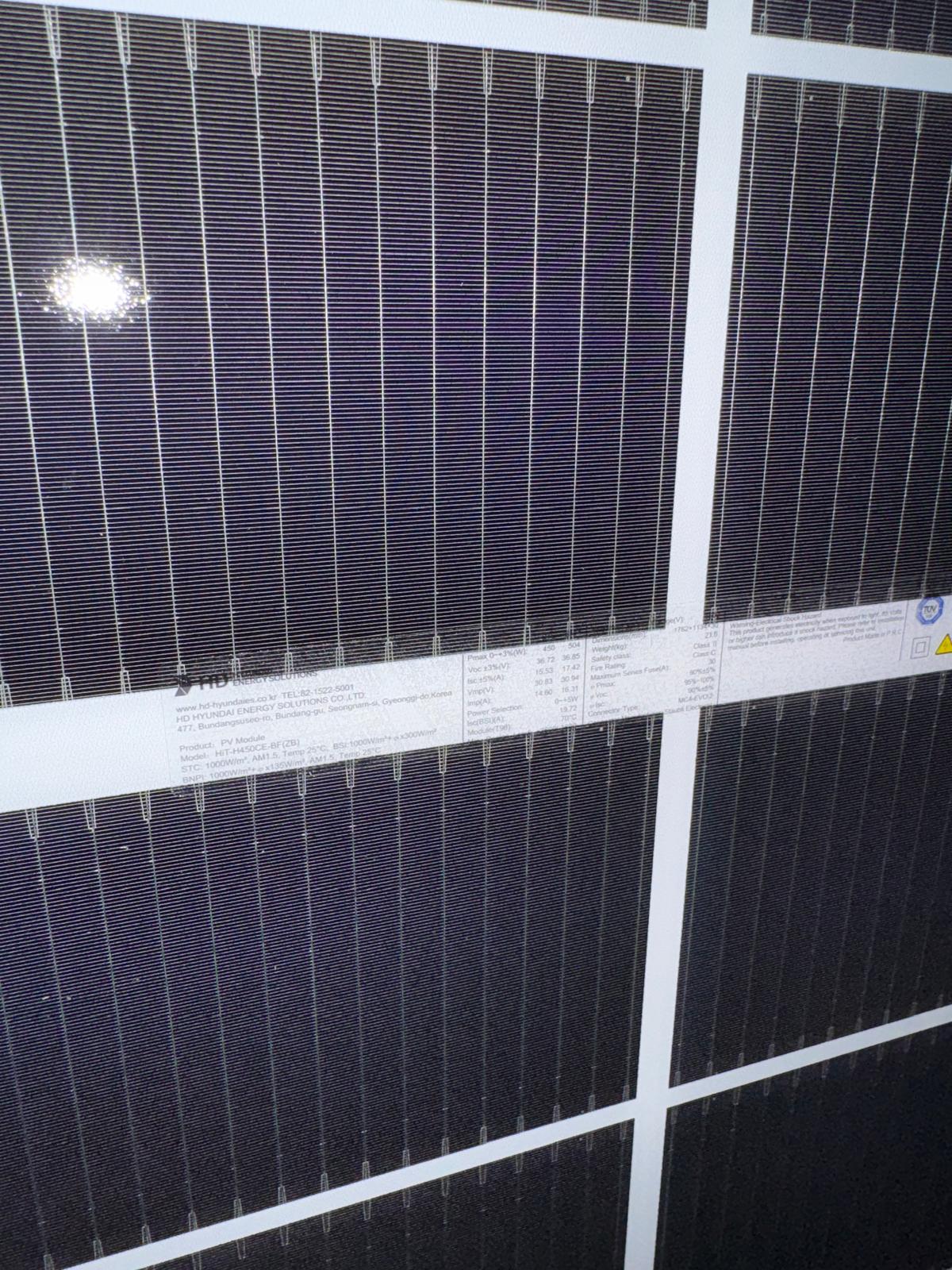 450W Hyundai HeteroMax HiT-H450CE-BF · N-Type HJT · bifazial · Glas/Glas · 1500V · 1762x1134x30 mm Solarpanel Solarmodul Photovoltaik