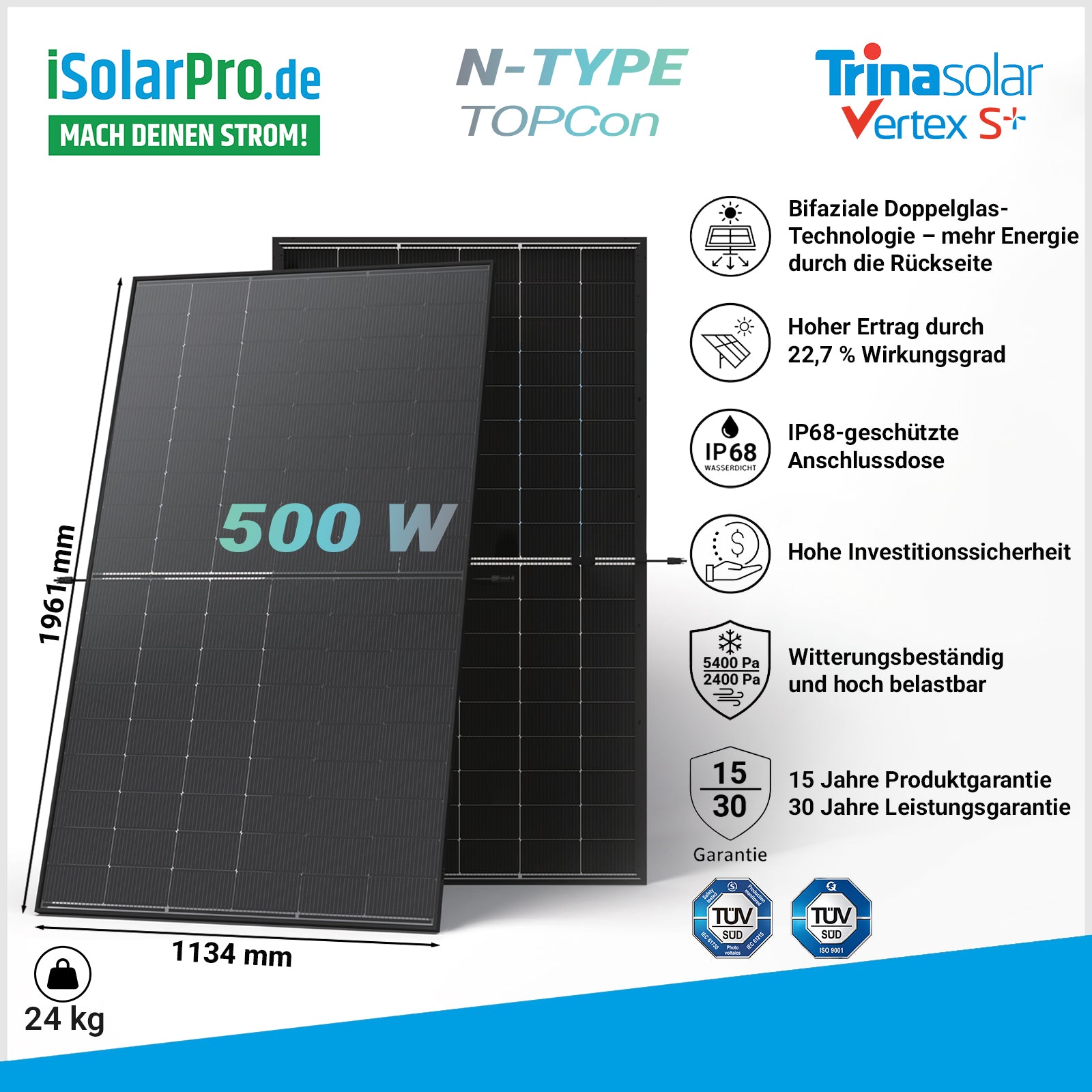 Trina Solar Vertex S+TSM-NEG18RC.27 BIFAZIAL TRANSPARENT Glas/Glas N-Typ i-TOPCon 