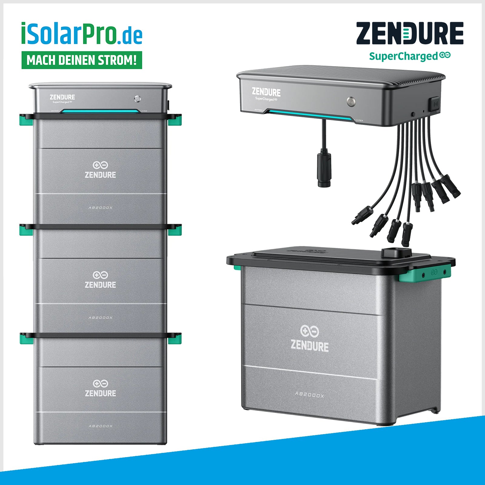 5760Wh Zendure SolarFlow Hybrid-Inverter-Hyper 2000 + 3x Zendure Solar Speicher Batterie AB2000X