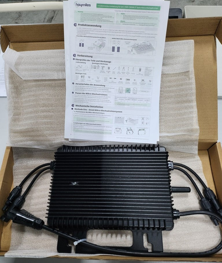 800W/2240kWh Balkonkraftwerk mit Hoymiles Batterie + 2x 435W Trina VertexS+ Solarmodule + Wechselrichter + Smartmeter mit 15 Grad Wattstone Flachdachaufständerung in Ost-West