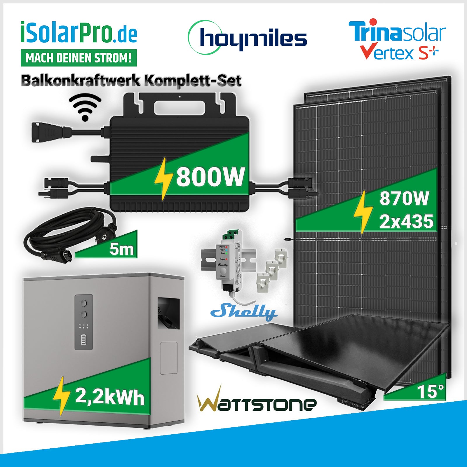 800W_2240kWh_Balkonkraftwerk_mit_Hoymiles_Batterie_2x_435W_Trina_VertexS_Solarmodule_Wechselrichter_Smartmeter_mit_15_Grad_Wattstone_Flachdachaufst_nderung_in_Ost-West
