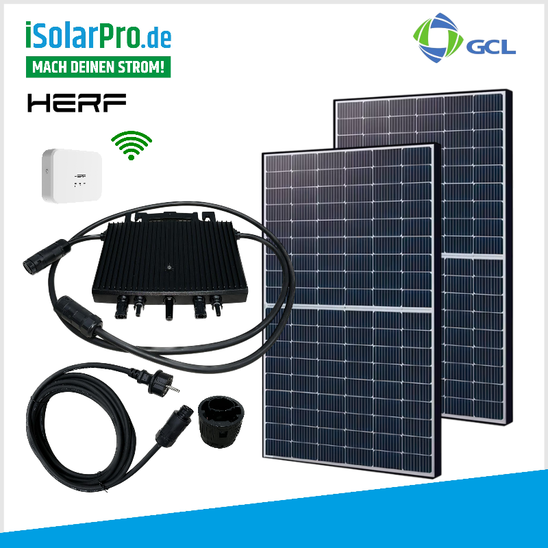 Balkonkraftwerk Solarmodule HERF Wechselrechter